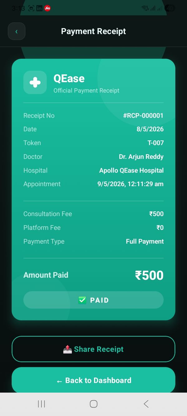 QEase patient app screen 1