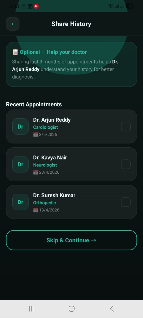 QEase app — share appointment history