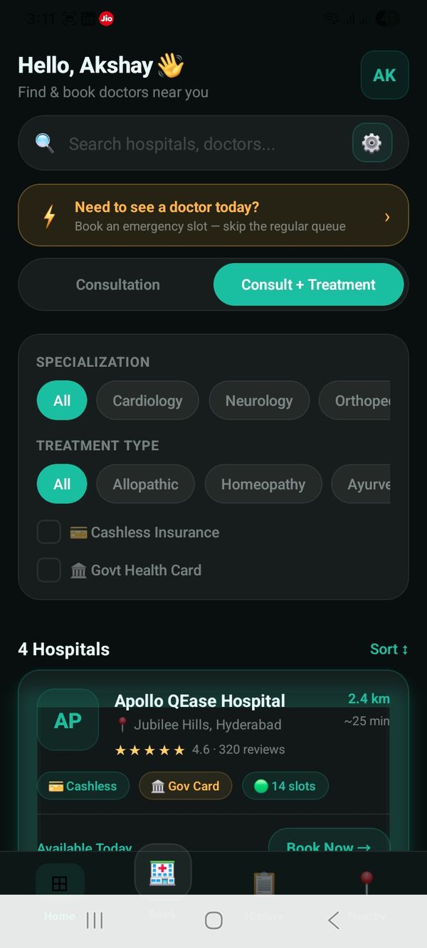 QEase patient app screen 14